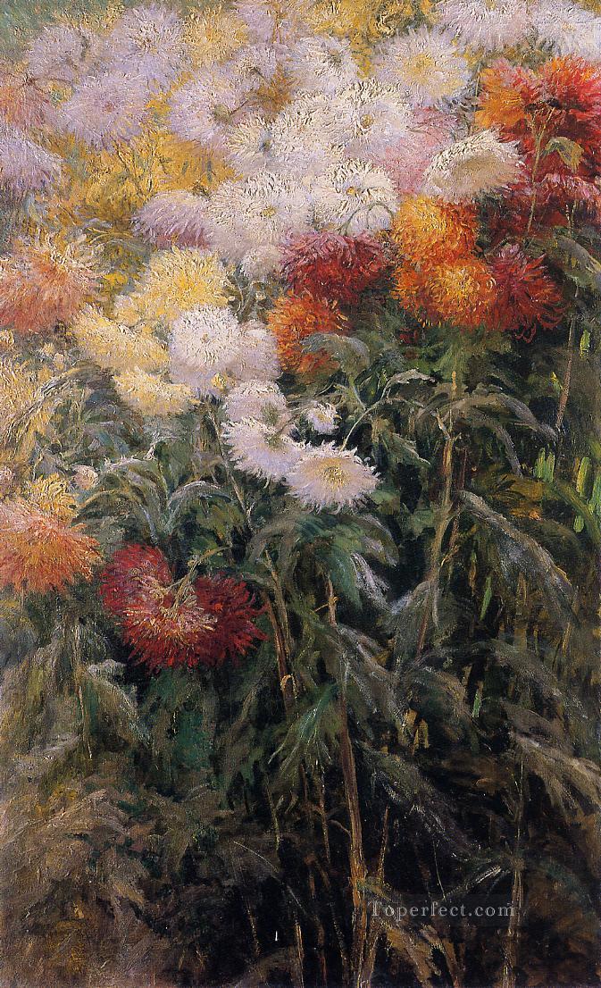 Clump of Chrysanthemums Garden at Petit Gennevilliers Gustave Caillebotte Oil Paintings
